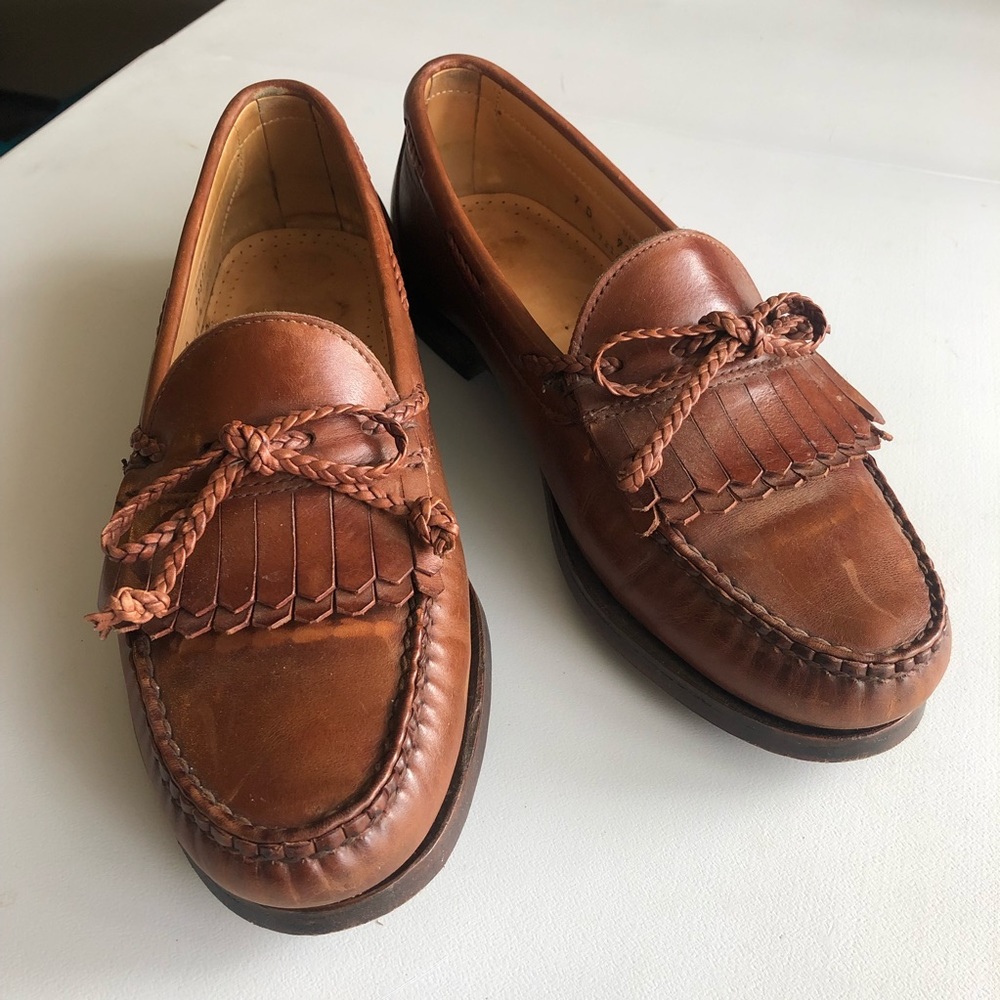 Allen Edmonds Woodstock Brown Cognac Penny Loafers - Picture 3 of 10